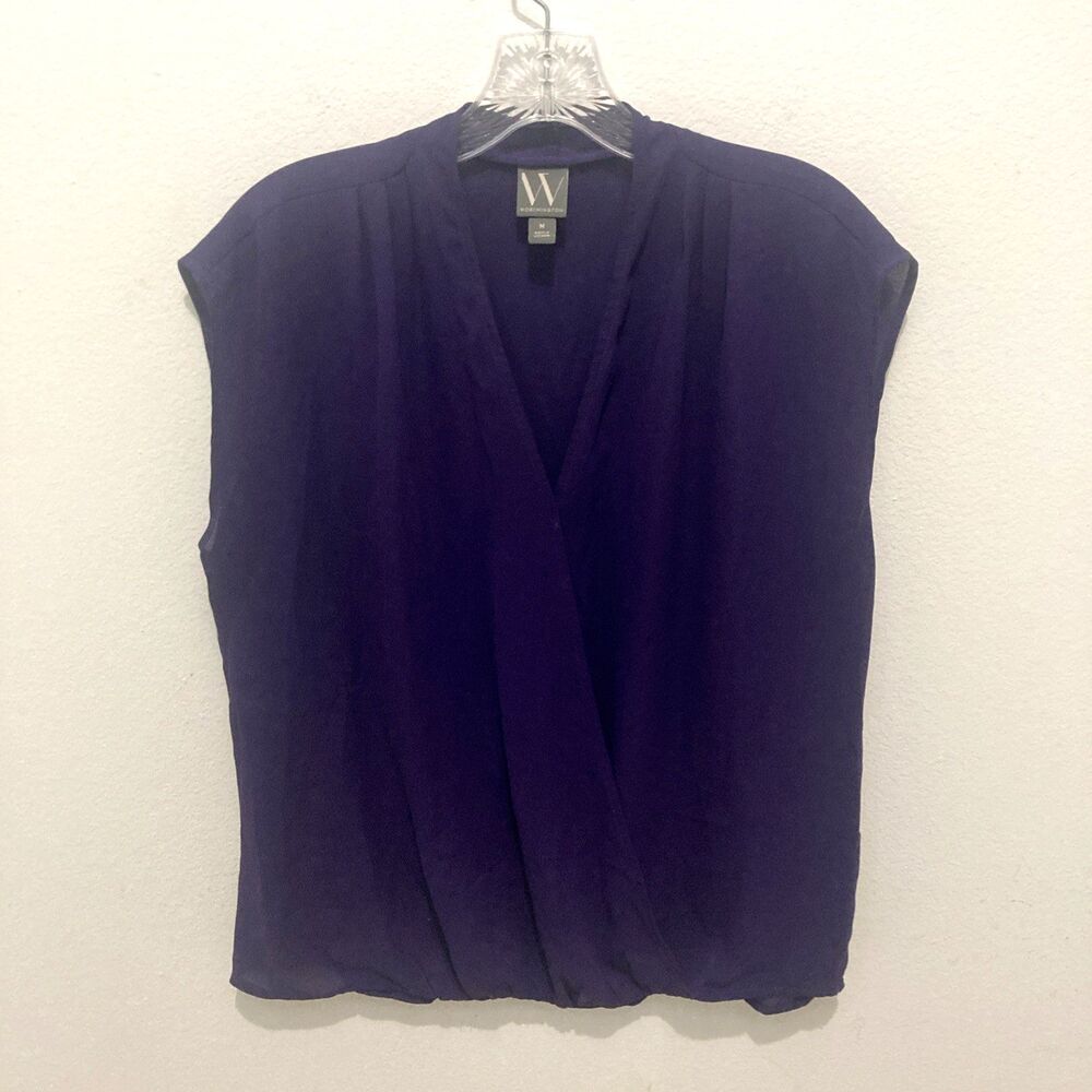 WORTHINGTON purple v-neck crossover sleeveless lightweight top M